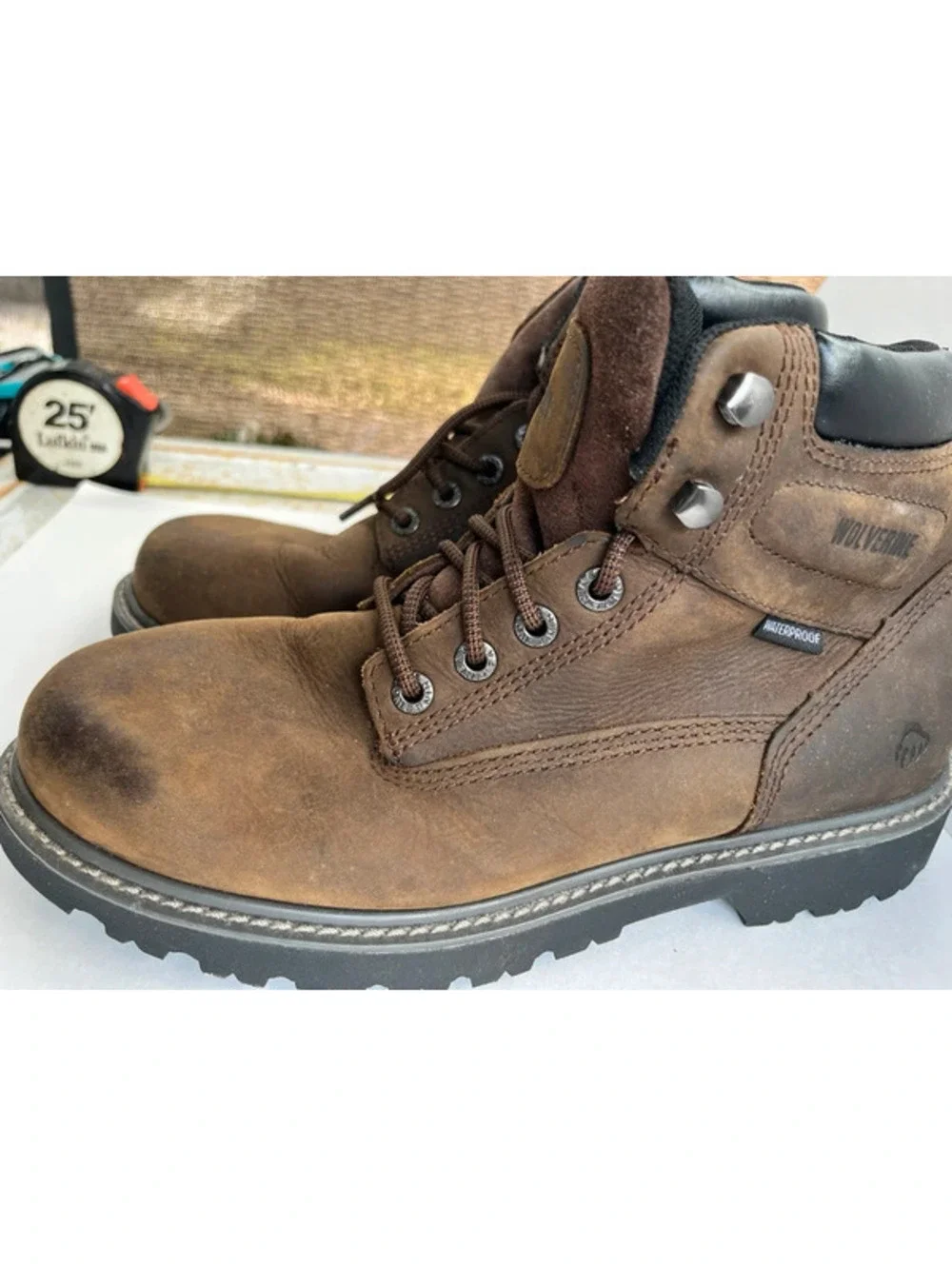 Wolverine Floorhand Boots Men's 9M Brown Leather Steel Toe Work Waterproof Shoes